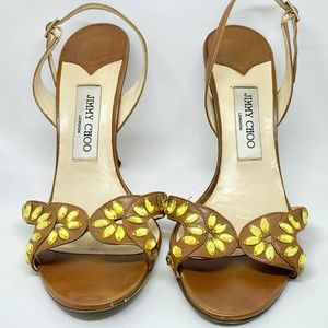 Jimmy Choo Brown Embellished Slingback Sandals